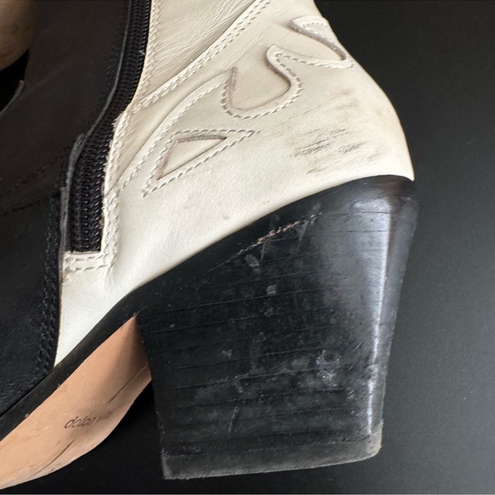Two-Tone Black and White Western-Inspired Ankle Booties - Picture 9 of 11